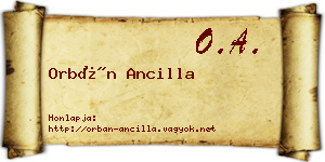 Orbán Ancilla névjegykártya
